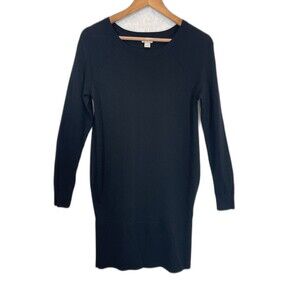 J Crew Merino Wool Blend Sweater Dress Black Small Stretch Long Sleeve